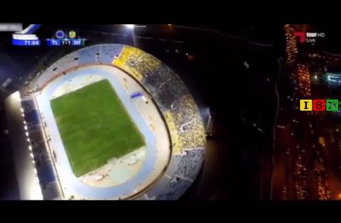 ردة فعل المعلق القطري عندما رأى ملعب الشعب من الجو