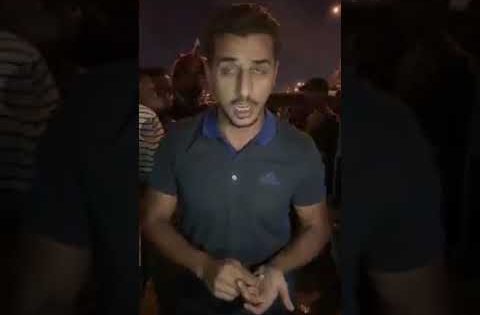 المتظاهرين قرب مول النخيل في شارع فلسطين ببغداد