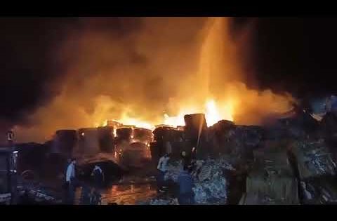 حريق ضخم معمل كارتون كركوك